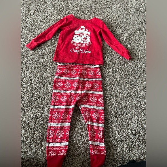 Preloved Old Navy Red and White Pajama Set Festive Holiday Design - Picture 1 of 3